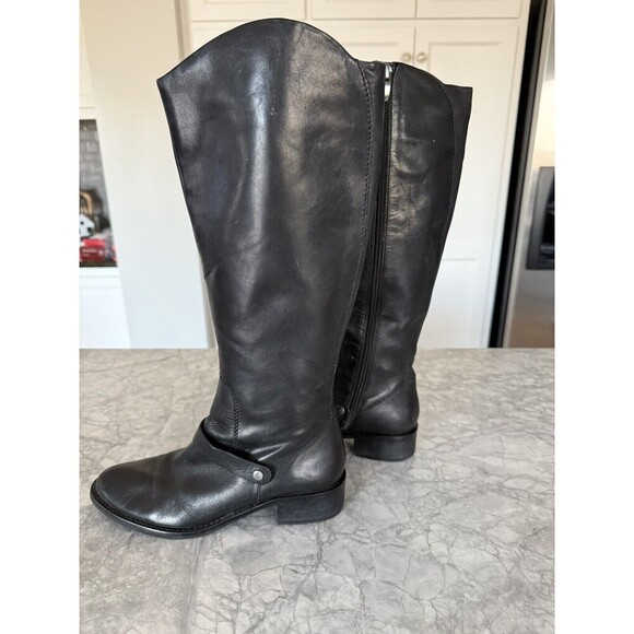 VIA SPIGA BLACK LEATHER TALL EQUESTRIAN RIDING BOOTS SZ 7.5M - Picture 3 of 8